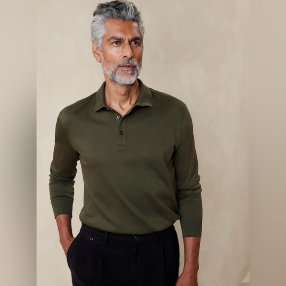 Banana Republic Men’s Long Sleeve Luxe Touch Polo - Picture 1 of 3